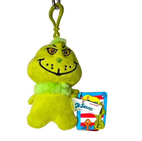 Dr. Seuss Accessories - Dr. Seuss Grinch Plush Bag Clip Keychain Purse Charm New